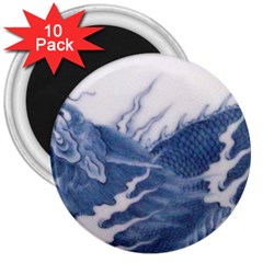 Blue Chinese Dragon 3  Magnets (10 Pack) 