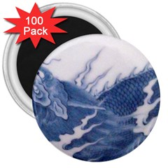 Blue Chinese Dragon 3  Magnets (100 Pack)