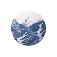 Blue Chinese Dragon Magnet 3  (round)