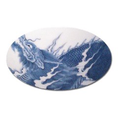 Blue Chinese Dragon Oval Magnet by paulaoliveiradesign