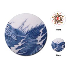 Blue Chinese Dragon Playing Cards (round)  by paulaoliveiradesign