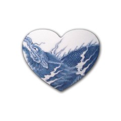 Blue Chinese Dragon Heart Coaster (4 Pack)  by paulaoliveiradesign