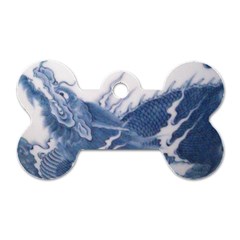 Blue Chinese Dragon Dog Tag Bone (one Side)