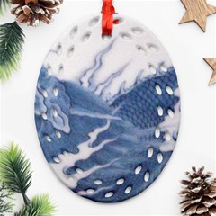 Blue Chinese Dragon Ornament (oval Filigree) by paulaoliveiradesign