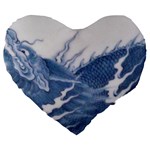 Blue Chinese Dragon Large 19  Premium Heart Shape Cushions Front