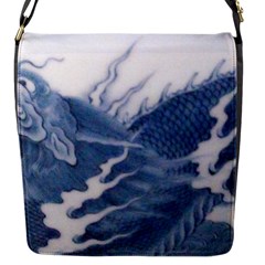 Blue Chinese Dragon Flap Messenger Bag (s) by paulaoliveiradesign