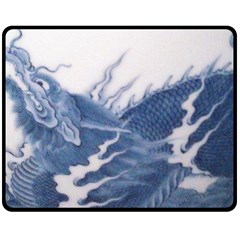 Blue Chinese Dragon Double Sided Fleece Blanket (medium)  by paulaoliveiradesign