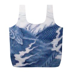 Blue Chinese Dragon Full Print Recycle Bags (l)  by paulaoliveiradesign