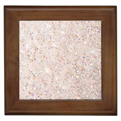 White Sparkle Glitter Pattern Framed Tiles by paulaoliveiradesign