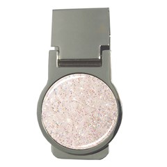 White Sparkle Glitter Pattern Money Clips (round) 