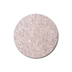 White Sparkle Glitter Pattern Rubber Coaster (round) 