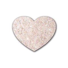 White Sparkle Glitter Pattern Rubber Coaster (heart) 