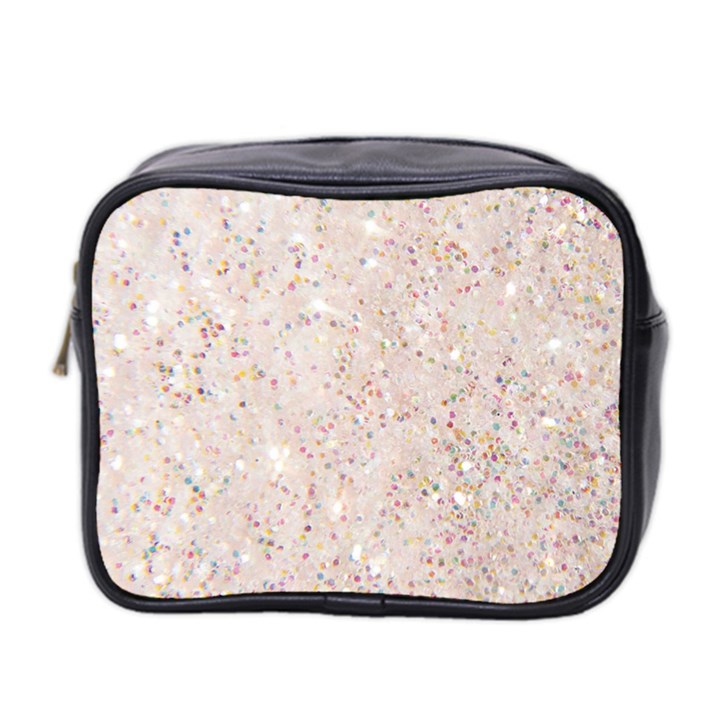 white sparkle glitter pattern Mini Toiletries Bag 2-Side