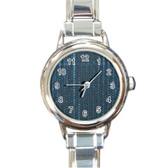 Blue Sparkly Sequin Texture Round Italian Charm Watch