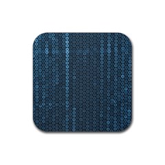 Blue Sparkly Sequin Texture Rubber Coaster (square)  by paulaoliveiradesign