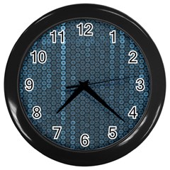 Blue Sparkly Sequin Texture Wall Clocks (black) by paulaoliveiradesign