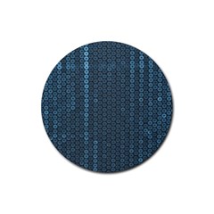 Blue Sparkly Sequin Texture Rubber Coaster (round)  by paulaoliveiradesign