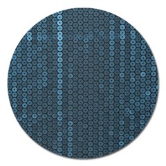 Blue Sparkly Sequin Texture Magnet 5  (round) by paulaoliveiradesign