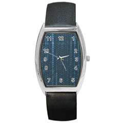 Blue Sparkly Sequin Texture Barrel Style Metal Watch