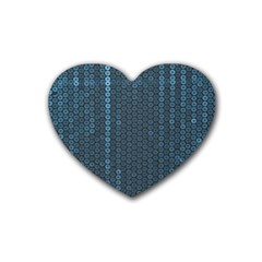 Blue Sparkly Sequin Texture Rubber Coaster (heart) 