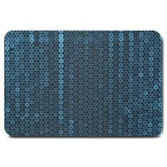 Blue Sparkly Sequin Texture Large Doormat  by paulaoliveiradesign