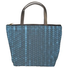 Blue Sparkly Sequin Texture Bucket Bags by paulaoliveiradesign