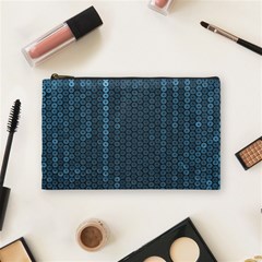 Blue Sparkly Sequin Texture Cosmetic Bag (medium)  by paulaoliveiradesign