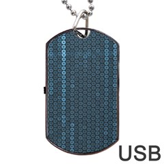 Blue Sparkly Sequin Texture Dog Tag Usb Flash (two Sides) by paulaoliveiradesign