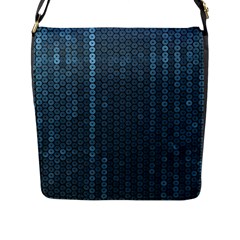 Blue Sparkly Sequin Texture Flap Messenger Bag (l)  by paulaoliveiradesign