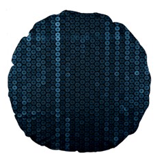 Blue Sparkly Sequin Texture Large 18  Premium Flano Round Cushions by paulaoliveiradesign