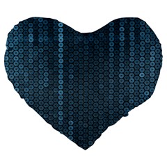 Blue Sparkly Sequin Texture Large 19  Premium Flano Heart Shape Cushions by paulaoliveiradesign