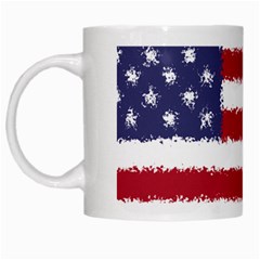 Flag Of The United States America White Mugs by paulaoliveiradesign