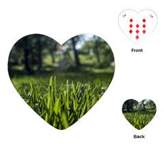 Green Grass Field Playing Cards (heart)  by paulaoliveiradesign