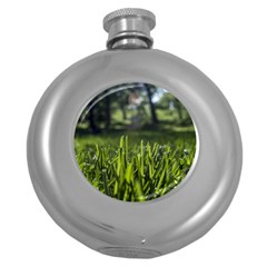 Green Grass Field Round Hip Flask (5 Oz) by paulaoliveiradesign