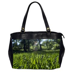 Green Grass Field Office Handbags (2 Sides)  by paulaoliveiradesign