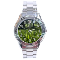 Green Grass Field Stainless Steel Analogue Watch by paulaoliveiradesign