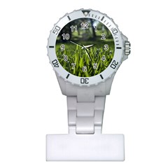 Green Grass Field Plastic Nurses Watch by paulaoliveiradesign