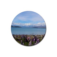 Lake Tekapo New Zealand Landscape Photography Rubber Round Coaster (4 Pack)  by paulaoliveiradesign