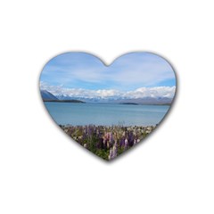 Lake Tekapo New Zealand Landscape Photography Rubber Coaster (heart)  by paulaoliveiradesign