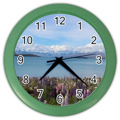 Lake Tekapo New Zealand Landscape Photography Color Wall Clocks by paulaoliveiradesign