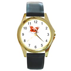 Animal Image Fox Round Gold Metal Watch by BangZart