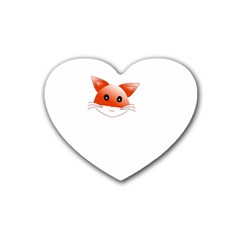 Animal Image Fox Rubber Coaster (heart)  by BangZart