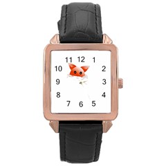 Animal Image Fox Rose Gold Leather Watch  by BangZart