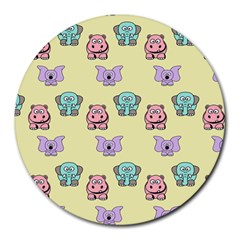 Animals Pastel Children Colorful Round Mousepads by BangZart