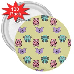 Animals Pastel Children Colorful 3  Buttons (100 Pack)  by BangZart