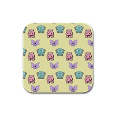 Animals Pastel Children Colorful Rubber Square Coaster (4 Pack)  by BangZart