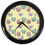 Animals Pastel Children Colorful Wall Clocks (Black) Front