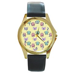 Animals Pastel Children Colorful Round Gold Metal Watch by BangZart