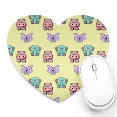 Animals Pastel Children Colorful Heart Mousepads by BangZart