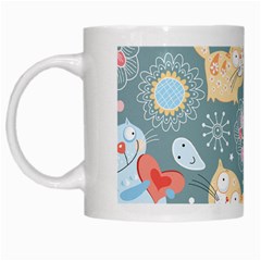 Cute Cat Background Pattern White Mugs by BangZart